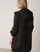 swest Kurtcă Parka Neagră De Tranziție cu Glugă și Mâneci Suflecate Tinarose