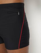 swest Pantaloni scurți de baie Negri-Roșii cu Dungi Decorative și Buzunar Firalise