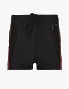 swest Pantaloni scurți de baie Negri-Roșii cu Dungi Decorative și Buzunar Firalise