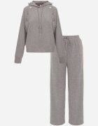 swest Set de trening cu glugă cu nasturi decorativi și pantaloni Eborissa Gri