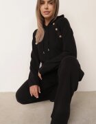 swest Set de trening cu glugă cu nasturi decorativi și pantaloni Eborissa Negru