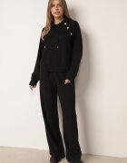 swest Set de trening cu glugă cu nasturi decorativi și pantaloni Eborissa Negru