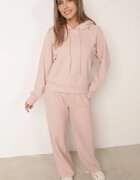 swest Set de trening cu glugă cu nasturi decorativi și pantaloni Eborissa Roz