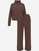 swest Set de trening cu pantaloni largi și bluză cu fermoar și guler tip tunică Aleea Maro