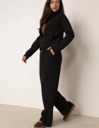 swest Set de trening cu pantaloni largi și bluză cu fermoar și guler tip tunică Aleea Negru