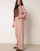 swest Set de trening cu pantaloni largi și bluză cu fermoar și guler tip tunică Aleea Roz