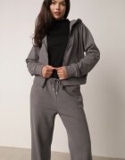 swest Set de trening din polar hanorac cu fermoar și pantaloni largi cu glugă Winalin Gri deschis