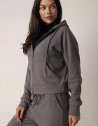 swest Set de trening din polar hanorac cu fermoar și pantaloni largi cu glugă Winalin Gri deschis
