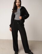 swest Set de trening din polar hanorac cu fermoar și pantaloni largi cu glugă Winalin Negru