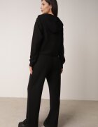 swest Set de trening din polar hanorac cu fermoar și pantaloni largi cu glugă Winalin Negru