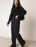 swest Set de trening din tricot rib pantaloni largi și bluză cu glugă Sinoh Bleumarin