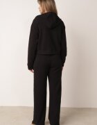 swest Set de trening din tricot rib pantaloni largi și bluză cu glugă Sinoh Negru