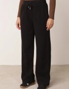 swest Set de trening din tricot rib pantaloni largi și bluză cu glugă Sinoh Negru