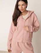 swest Set de trening din tricot rib pantaloni largi și bluză cu glugă Sinoh Roz