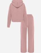 swest Set de trening din tricot rib pantaloni largi și bluză cu glugă Sinoh Roz