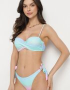swest Sutien bikini cu legături albastru deschis cu încrețituri și Slip Kinitia