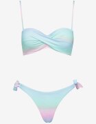 swest Sutien bikini cu legături albastru deschis cu încrețituri și Slip Kinitia