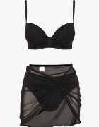 swest Sutien Bikini Negru cu Încrețituri și Chiloți Slip cu Paero Ulosora Suplimentar