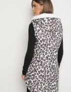 swest Vestă Albă Matlasată cu imprimeu leopard cu spate mai lung și glugă Falandia