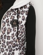 swest Vestă Albă Matlasată cu imprimeu leopard cu spate mai lung și glugă Falandia