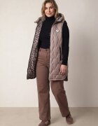 swest Vestă de tranziție cu două fețe matlasată partea cealaltă cu animal print Komona Bej închis
