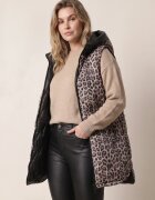 swest Vestă de tranziție cu două fețe matlasată partea cealaltă cu animal print Komona Neagră