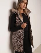 swest Vestă fără mâneci cu două fețe matlasată și cu glugă pe cealaltă parte animal print Estefana Maro