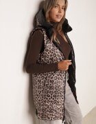 swest Vestă fără mâneci cu două fețe matlasată și cu glugă pe cealaltă parte animal print Estefana Neagră