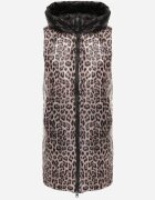 swest Vestă fără mâneci cu două fețe matlasată și cu glugă pe cealaltă parte animal print Estefana Neagră