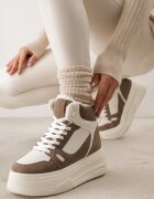 swin shoes Ghete de zăpadă în stil sneakers pe talpă groasă Fiasha Bej