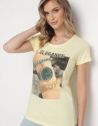  T-shirt Galben din Bumbac cu Imprimeu Dreptunghiular și Sclipici Silpa