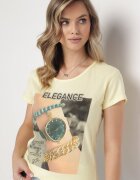  T-shirt Galben din Bumbac cu Imprimeu Dreptunghiular și Sclipici Silpa