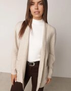 tandem Cardigan fără închidere cu buzunare fără șireturi și adaos de cașmir Morcos Bej