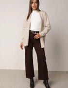tandem Cardigan fără închidere cu buzunare fără șireturi și adaos de cașmir Morcos Bej