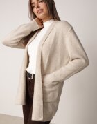 tandem Cardigan fără închidere cu buzunare fără șireturi și adaos de cașmir Morcos Bej