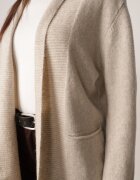 tandem Cardigan fără închidere cu buzunare fără șireturi și adaos de cașmir Morcos Bej