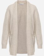 tandem Cardigan fără închidere cu buzunare fără șireturi și adaos de cașmir Morcos Bej