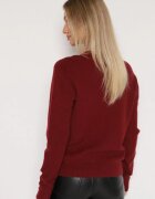 tandem Pulover Bordo cu Vâscoză și Lână cu Decolteu în V Claida