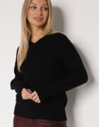 tandem Pulover Negru cu amestec de cașmir cu decolteu în V Feralaine