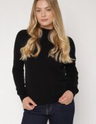 tandem Pulover Negru cu Lână și Viscoză croială dreaptă cu guler maletă Giolera