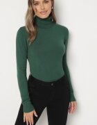 tandem Pulover pe gât Verde cu Vâscoză și Cașmir Zailaya