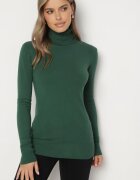 tandem Pulover pe gât Verde cu Vâscoză și Cașmir Zailaya