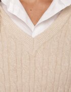 tandem Pulover scurt cu adaos de cașmir și împletituri Astiana Bej
