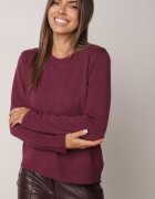 tandem Pulover simplu cu adaos de cașmir cu croială clasică și decolteu rotund Naimasa Mov închis