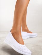  Tenisi Albi Slip-on cu Talpă Plată Decorați cu Imitație de Zirconiu Foviana