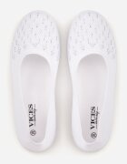  Tenisi Albi Slip-on cu Talpă Plată Decorați cu Imitație de Zirconiu Foviana