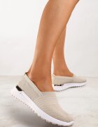  Tenisi bej cu Inserție Decorativă pe Talpă și Branț Elastic Ixtella