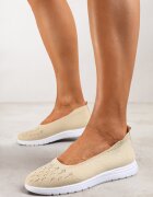  Tenisi Bej Slip-on cu Talpă Plată Decorate cu Imitație de Pietre Foviana