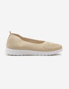  Tenisi Bej Slip-on cu Talpă Plată Decorate cu Imitație de Pietre Foviana
