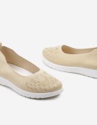  Tenisi Bej Slip-on cu Talpă Plată Decorate cu Imitație de Pietre Foviana